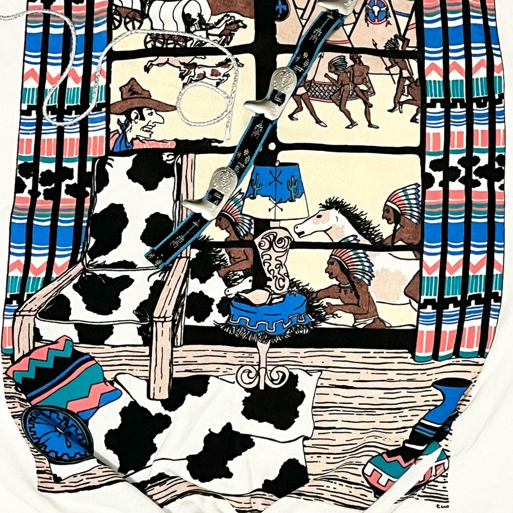 Art Is On By Pam Hurn 1987 A10 Southwest Cowboys & Indians Womens Sweatshirt USA